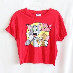 NWOT Tom & Jerry Red Cropped Tee